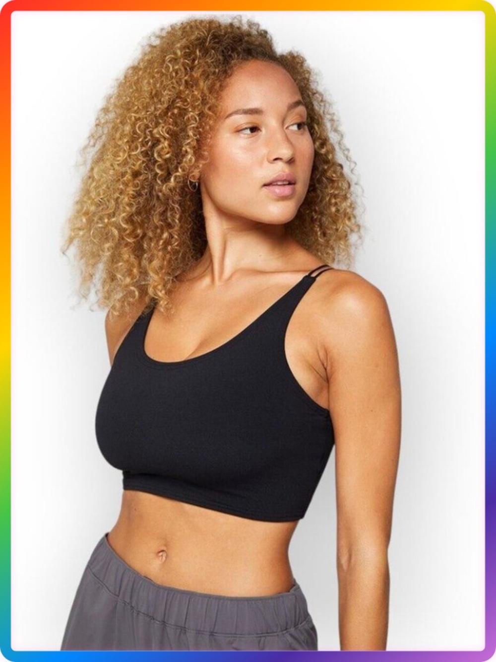 Fourlaps Poise Longline Bra Black Low Support Athletic Size L NWT